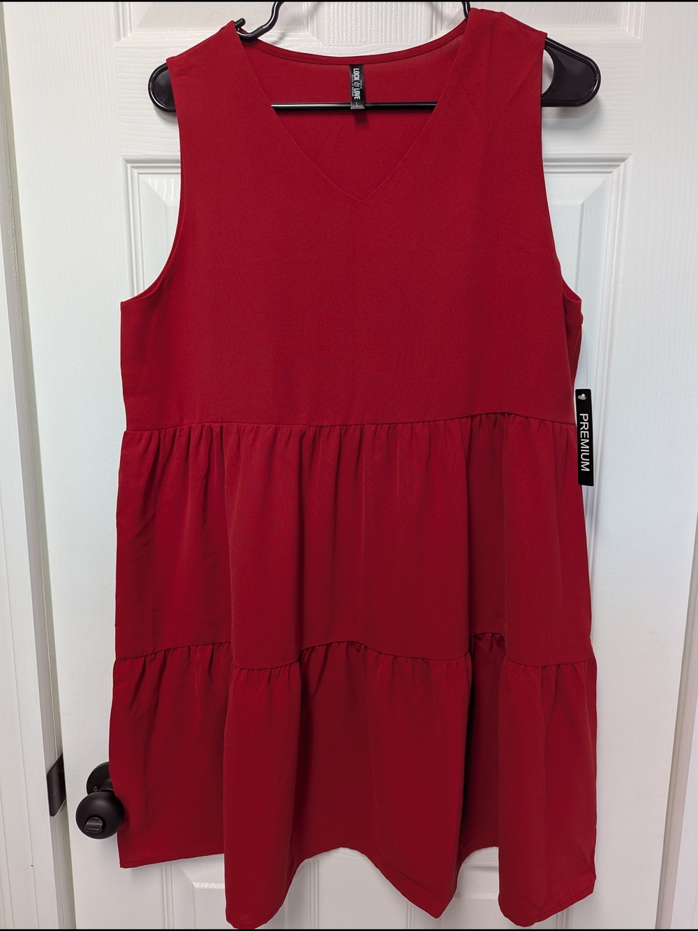 Red Tiered Sleeveless Dress. New W/ tag